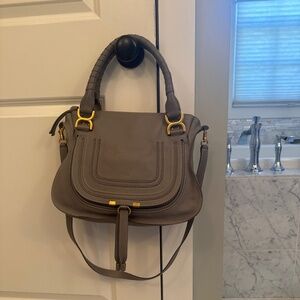 Chloe Medium Marcie Leather Satchel Handbag - Cashmere Grey